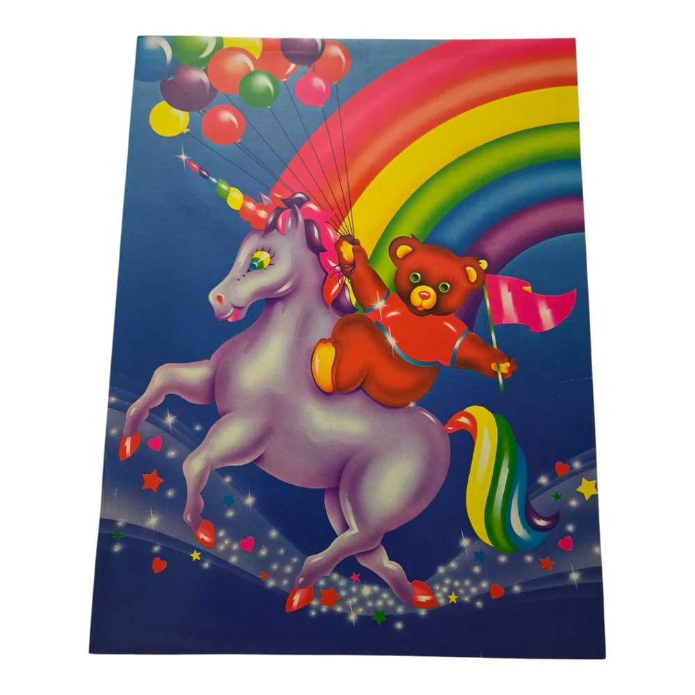 Lisa Frank Rainbow Bear Riding A Unicorn FOLDER
